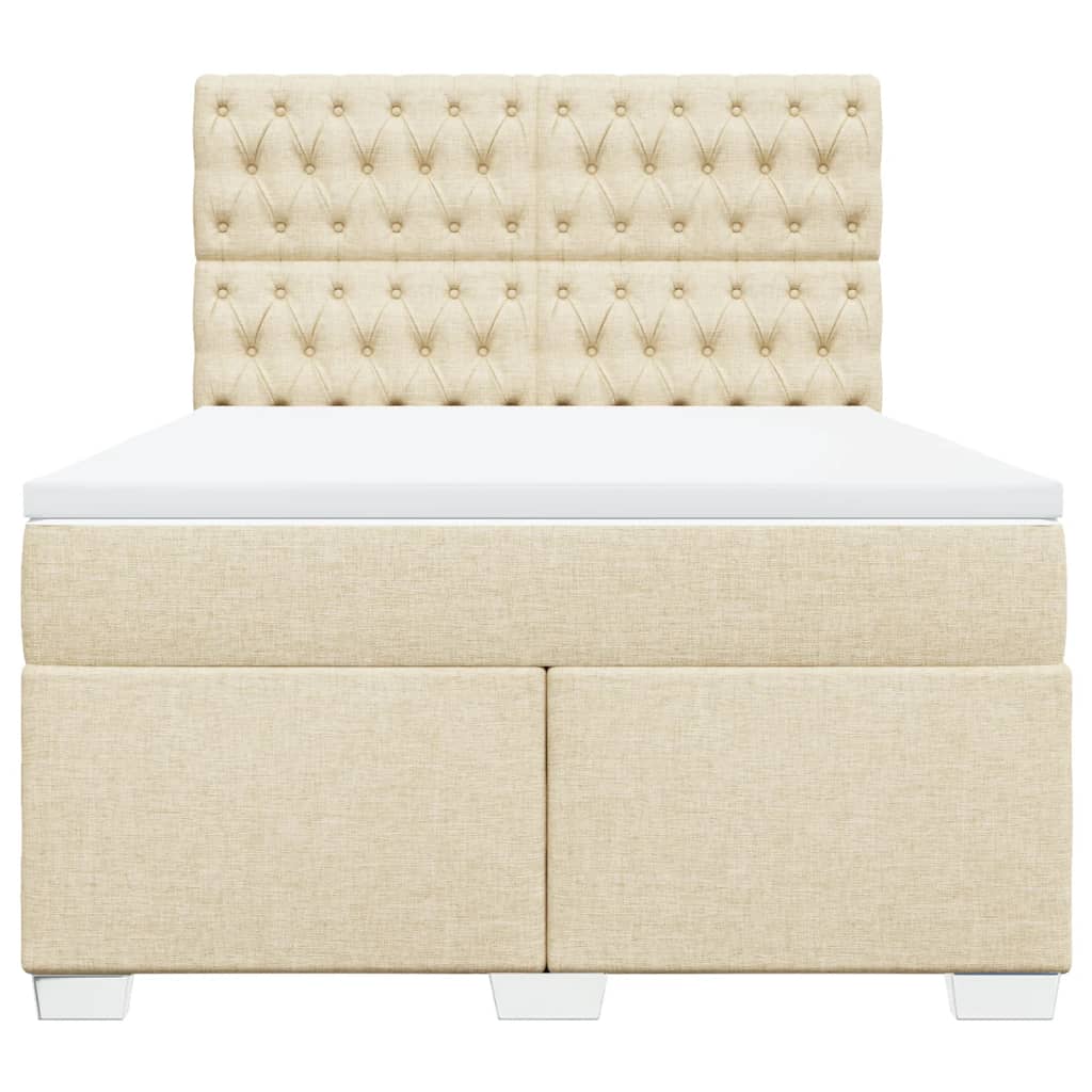 vidaXL Κρεβάτι Boxspring με Στρώμα Κρεμ 140x190 εκ. Υφασμάτινο