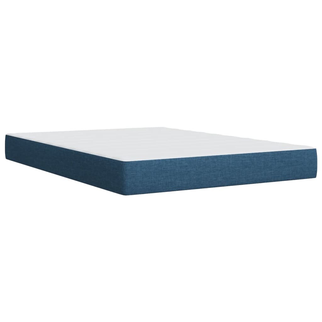 vidaXL Κρεβάτι Boxspring με Στρώμα Μπλε 140x190 εκ. Υφασμάτινο