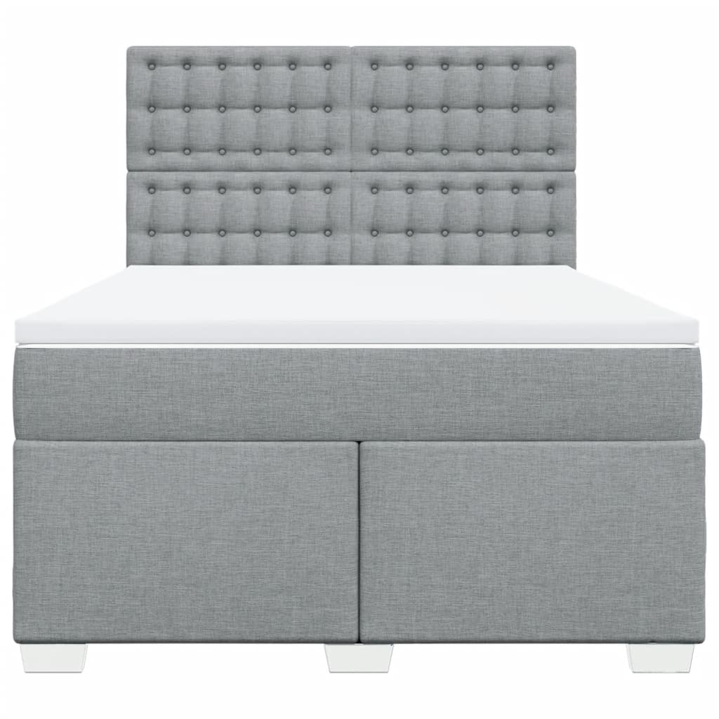 vidaXL Κρεβάτι Boxspring με Στρώμα Ανοιχτό Γκρι 140x190 εκ. Υφασμάτινο