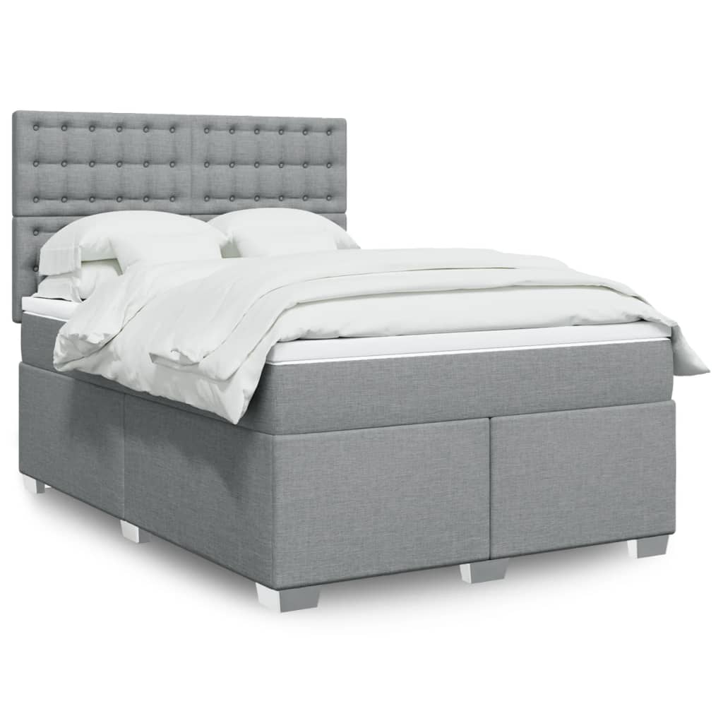 vidaXL Κρεβάτι Boxspring με Στρώμα Ανοιχτό Γκρι 140x190 εκ. Υφασμάτινο