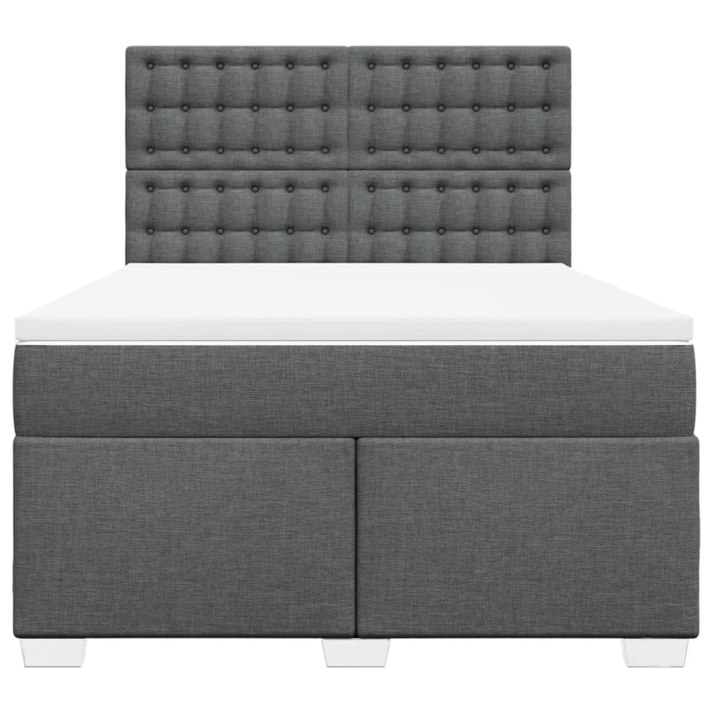 vidaXL Κρεβάτι Boxspring με Στρώμα Σκούρο Γκρι 140x190 εκ. Υφασμάτινο
