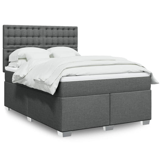 vidaXL Κρεβάτι Boxspring με Στρώμα Σκούρο Γκρι 140x190 εκ. Υφασμάτινο