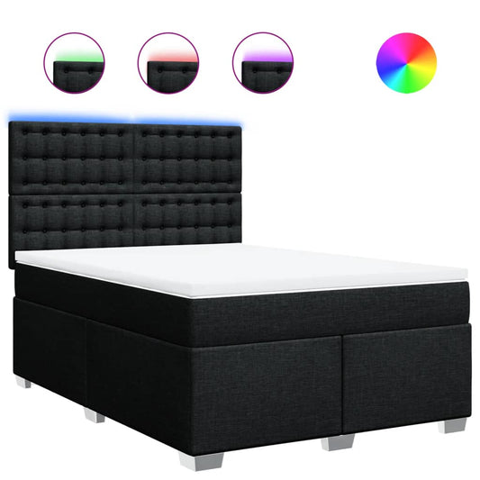 vidaXL Κρεβάτι Boxspring με Στρώμα Μαύρο 140x190 εκ. Υφασμάτινο