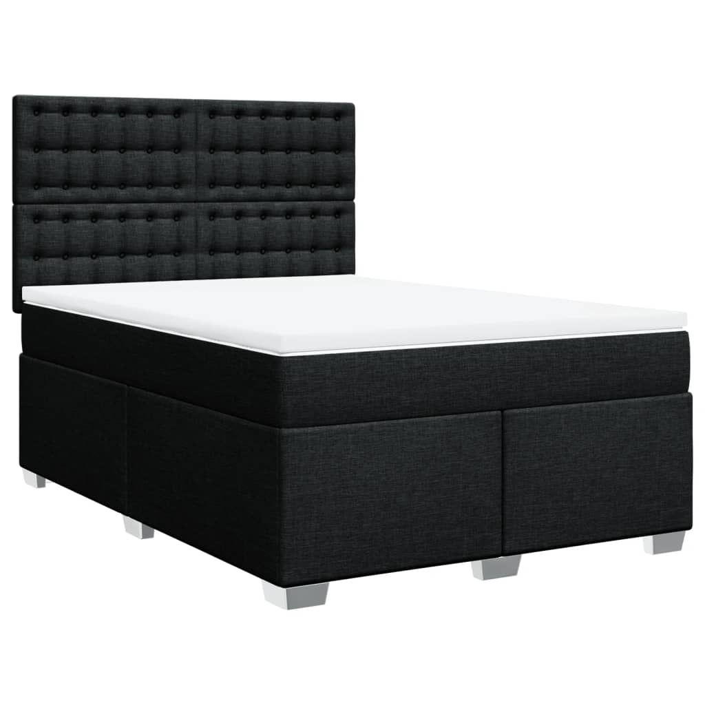 vidaXL Κρεβάτι Boxspring με Στρώμα Μαύρο 140x190 εκ. Υφασμάτινο