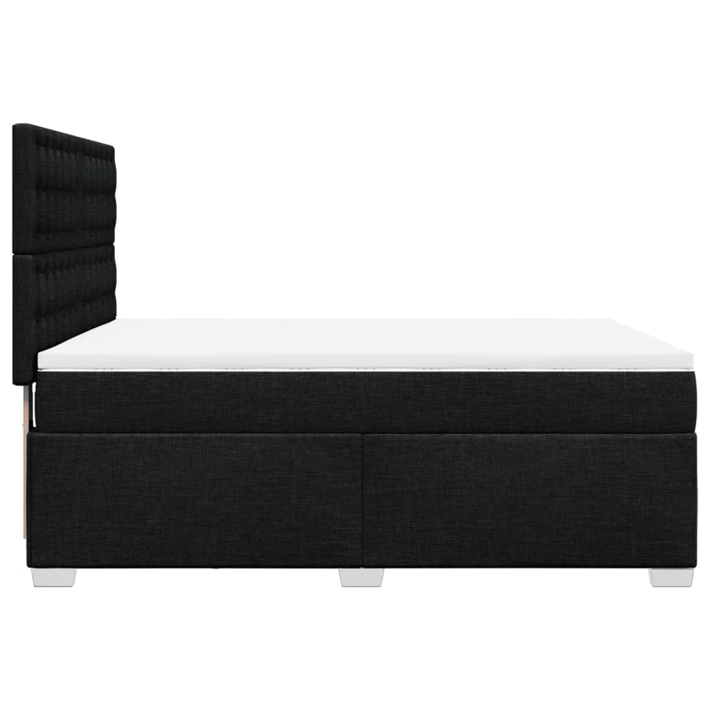 vidaXL Κρεβάτι Boxspring με Στρώμα Μαύρο 140x190 εκ. Υφασμάτινο