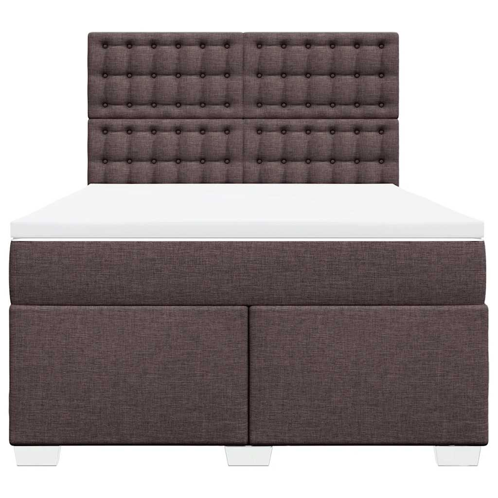 vidaXL Κρεβάτι Boxspring με Στρώμα Σκούρο Καφέ 140x190 εκ. Υφασμάτινο