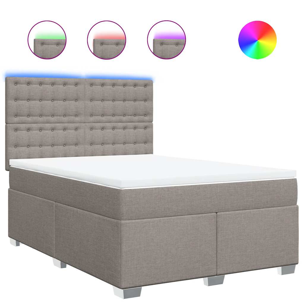 vidaXL Κρεβάτι Boxspring με Στρώμα Taupe 140x190 εκ. Υφασμάτινο