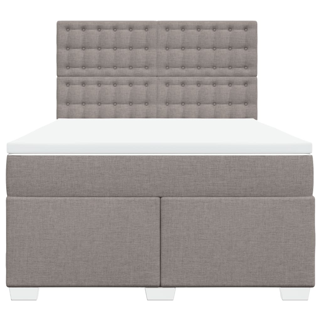 vidaXL Κρεβάτι Boxspring με Στρώμα Taupe 140x190 εκ. Υφασμάτινο