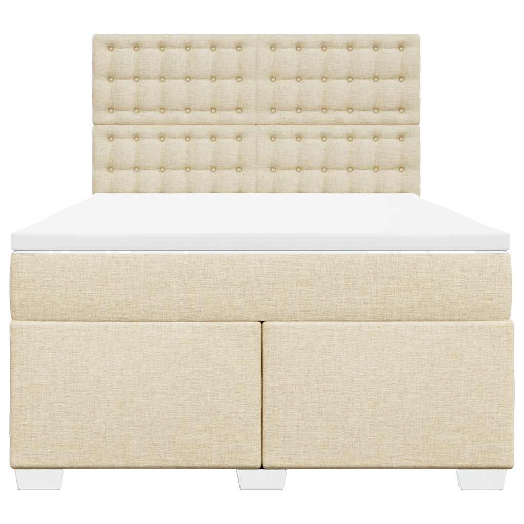 vidaXL Κρεβάτι Boxspring με Στρώμα Κρεμ 140x190 εκ. Υφασμάτινο