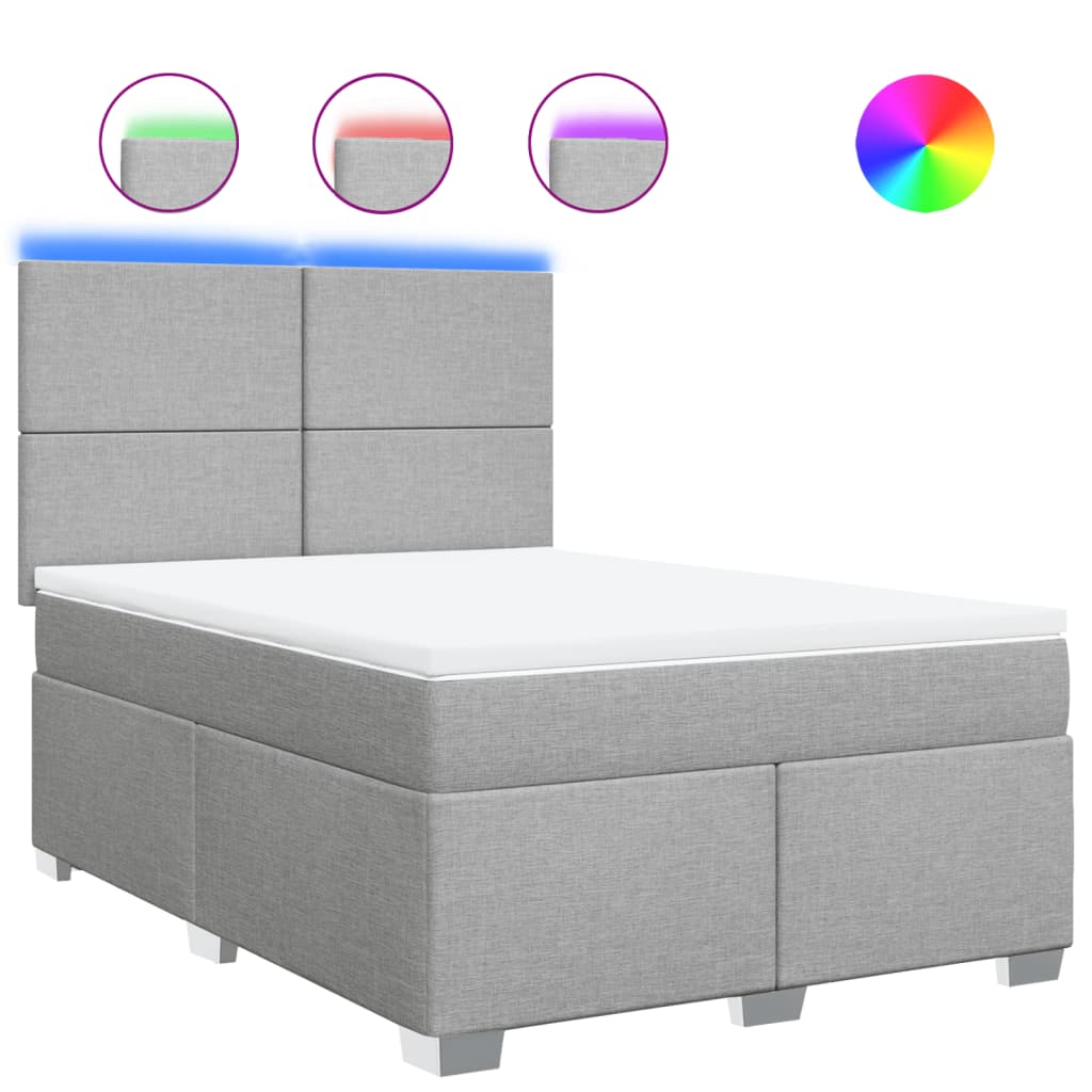 vidaXL Κρεβάτι Boxspring με Στρώμα Ανοιχτό Γκρι 140x200 εκ. Υφασμάτινο
