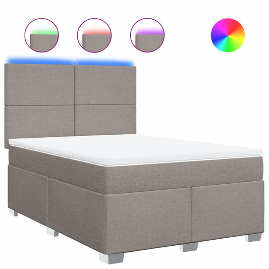 vidaXL Κρεβάτι Boxspring με Στρώμα Taupe 140x200 εκ. Υφασμάτινο