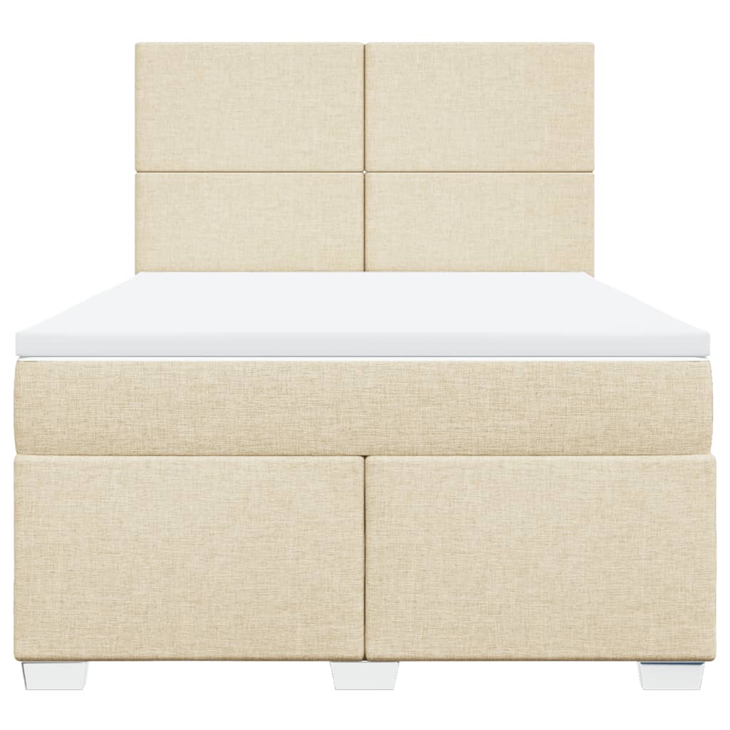 vidaXL Κρεβάτι Boxspring με Στρώμα Κρεμ 140x200 εκ. Υφασμάτινο