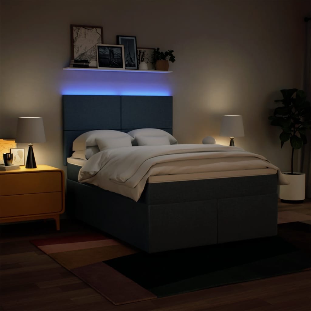 vidaXL Κρεβάτι Boxspring με Στρώμα Μπλε 140x200 εκ. Υφασμάτινο