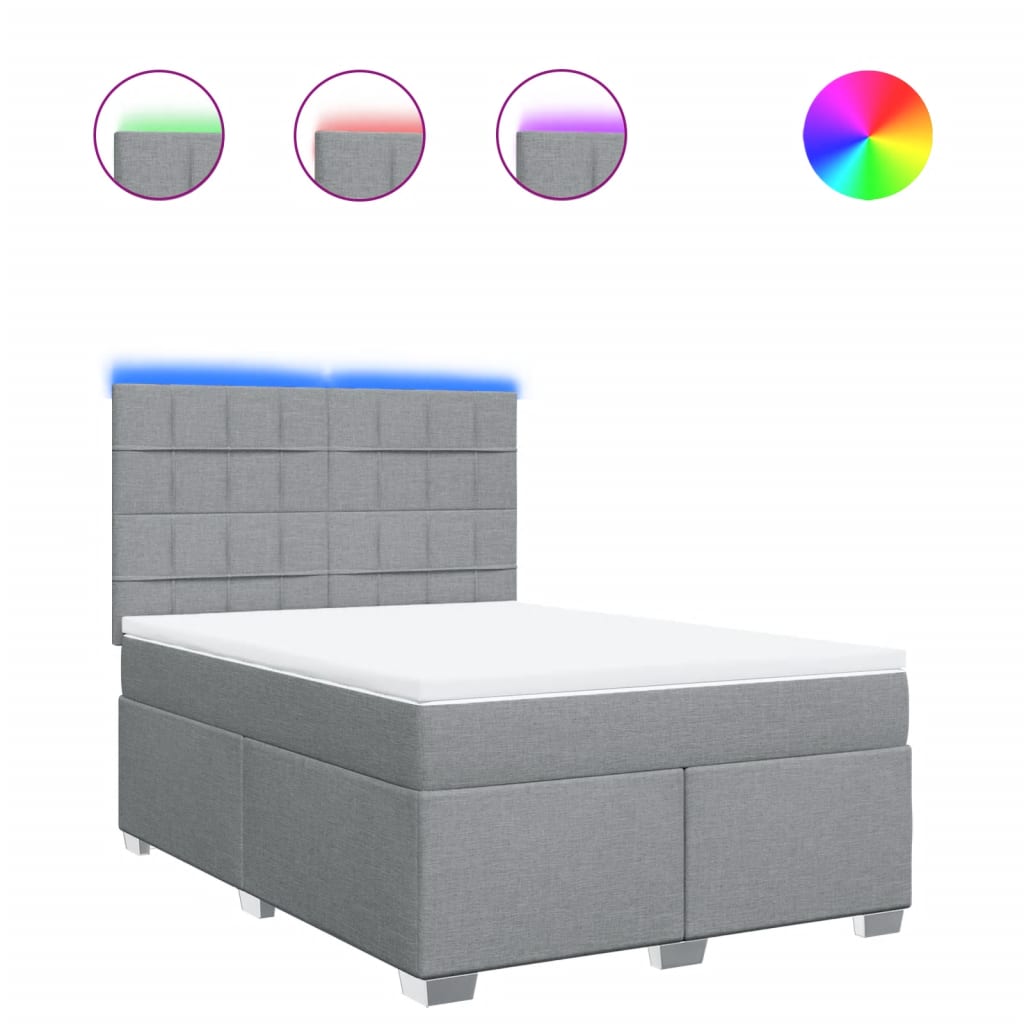 vidaXL Κρεβάτι Boxspring με Στρώμα Ανοιχτό Γκρι 140x200 εκ. Υφασμάτινο
