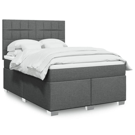 vidaXL Κρεβάτι Boxspring με Στρώμα Σκούρο Γκρι 140x200 εκ Υφασμάτινο