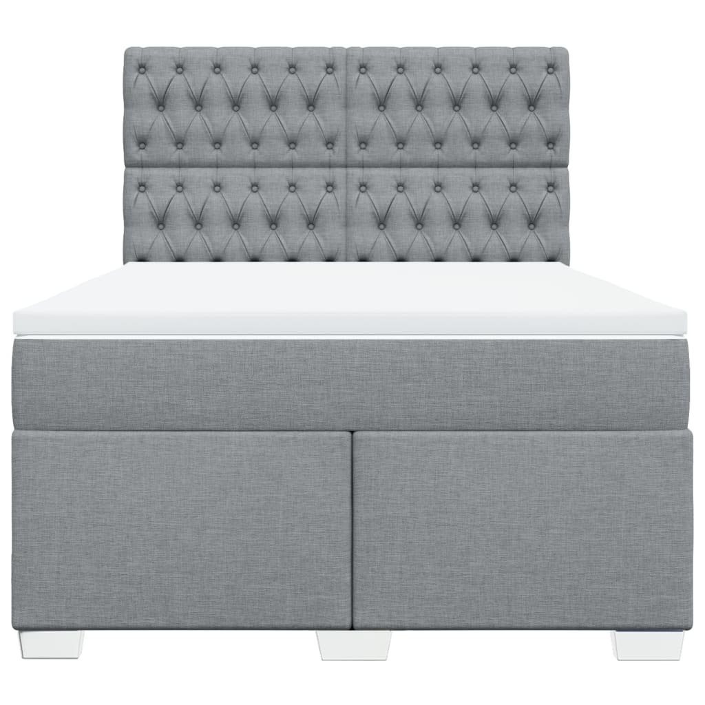 vidaXL Κρεβάτι Boxspring με Στρώμα Ανοιχτό Γκρι 140x200 εκ. Υφασμάτινο