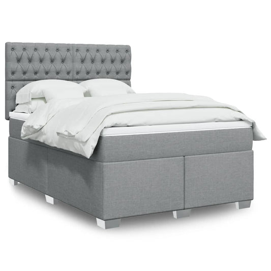 vidaXL Κρεβάτι Boxspring με Στρώμα Ανοιχτό Γκρι 140x200 εκ. Υφασμάτινο