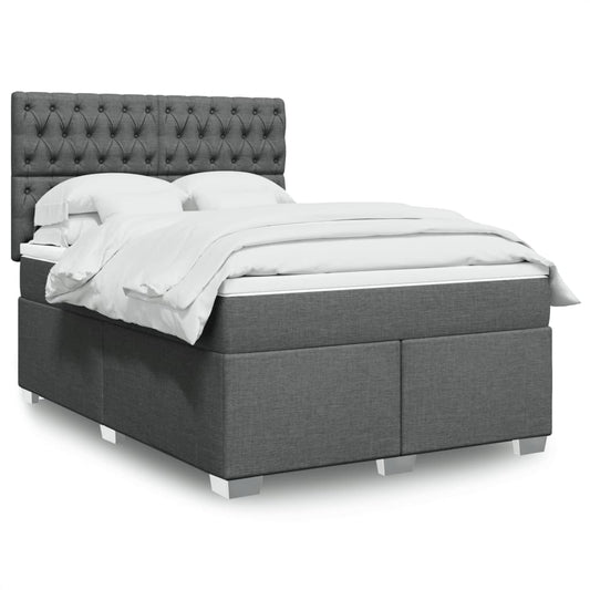 vidaXL Κρεβάτι Boxspring με Στρώμα Σκούρο Γκρι 140x200 εκ Υφασμάτινο