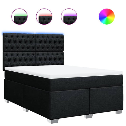vidaXL Κρεβάτι Boxspring με Στρώμα Μαύρο 140x200 εκ. Υφασμάτινο