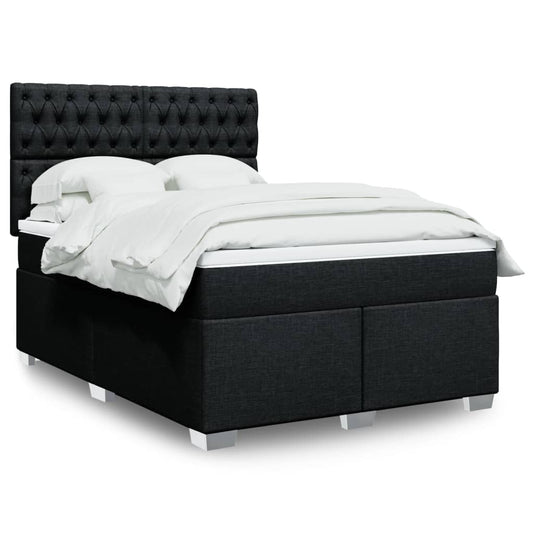vidaXL Κρεβάτι Boxspring με Στρώμα Μαύρο 140x200 εκ. Υφασμάτινο