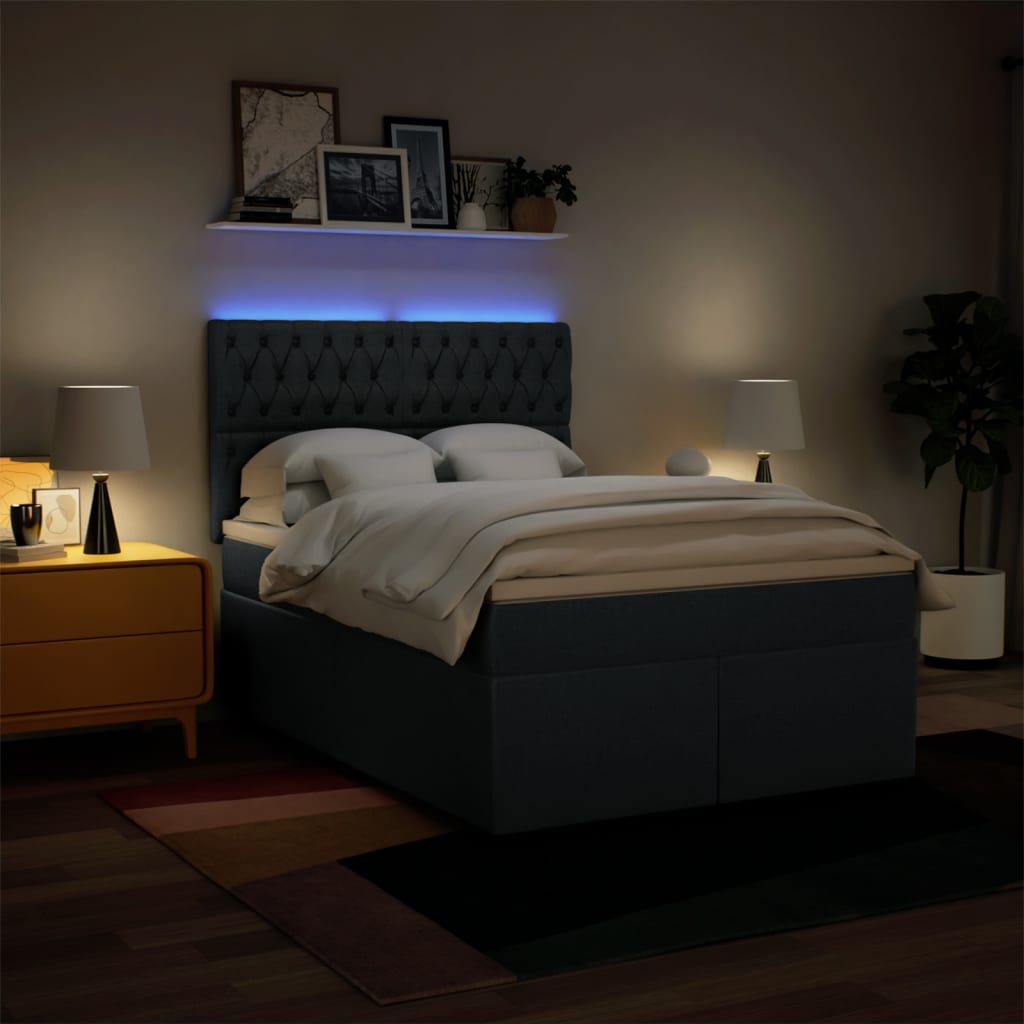vidaXL Κρεβάτι Boxspring με Στρώμα Μπλε 140x200 εκ. Υφασμάτινο