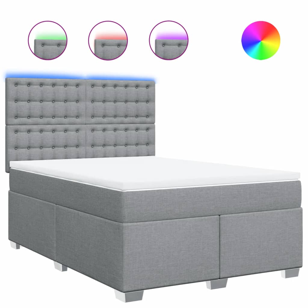 vidaXL Κρεβάτι Boxspring με Στρώμα Ανοιχτό Γκρι 140x200 εκ. Υφασμάτινο