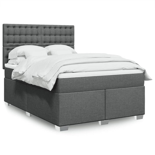 vidaXL Κρεβάτι Boxspring με Στρώμα Σκούρο Γκρι 140x200 εκ Υφασμάτινο