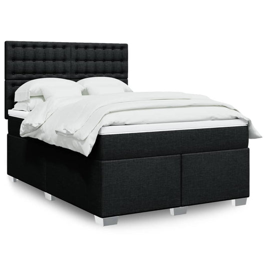 vidaXL Κρεβάτι Boxspring με Στρώμα Μαύρο 140x200 εκ. Υφασμάτινο