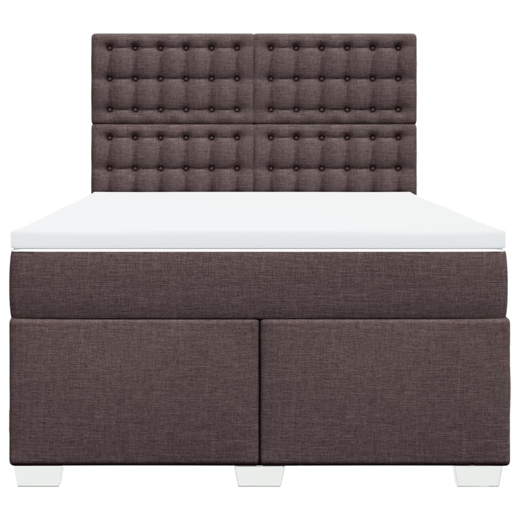 vidaXL Κρεβάτι Boxspring με Στρώμα Σκούρο Καφέ 140x200 εκ Υφασμάτινο