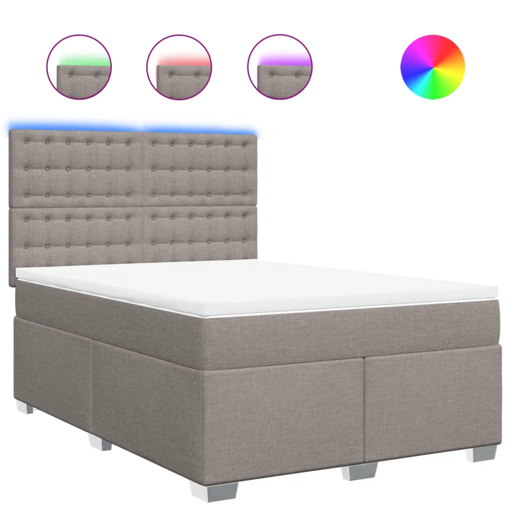 vidaXL Κρεβάτι Boxspring με Στρώμα Taupe 140x200 εκ. Υφασμάτινο