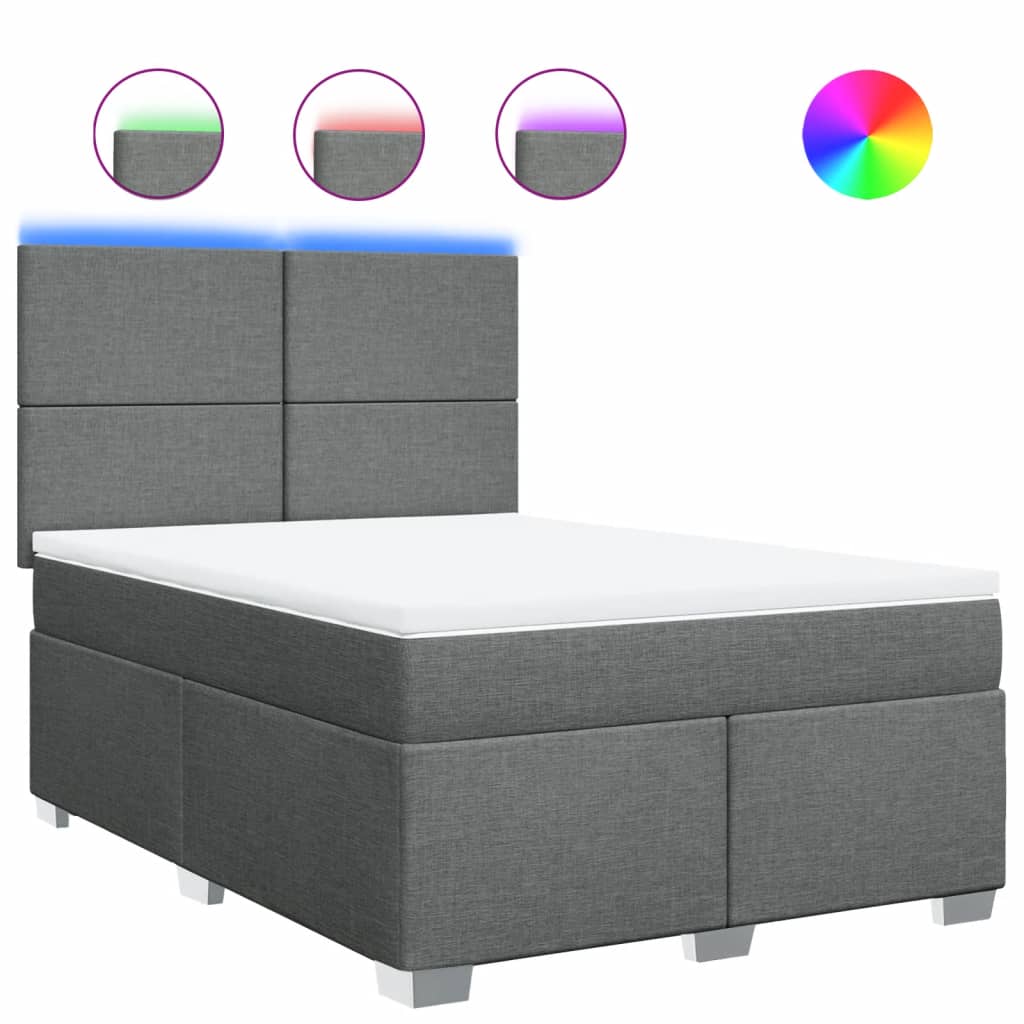 vidaXL Κρεβάτι Boxspring με Στρώμα Σκούρο Γκρι 160x200 εκ Υφασμάτινο