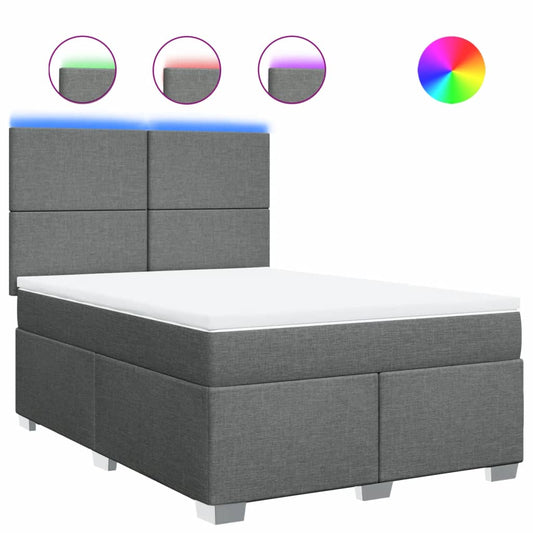 vidaXL Κρεβάτι Boxspring με Στρώμα Σκούρο Γκρι 160x200 εκ Υφασμάτινο