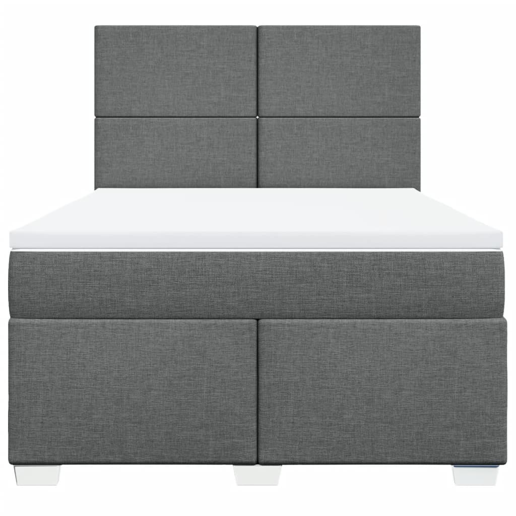 vidaXL Κρεβάτι Boxspring με Στρώμα Σκούρο Γκρι 160x200 εκ Υφασμάτινο