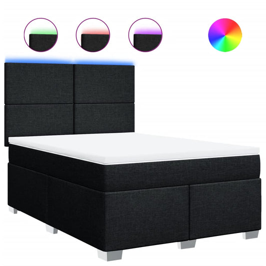 vidaXL Κρεβάτι Boxspring με Στρώμα Μαύρο 160x200 εκ. Υφασμάτινο