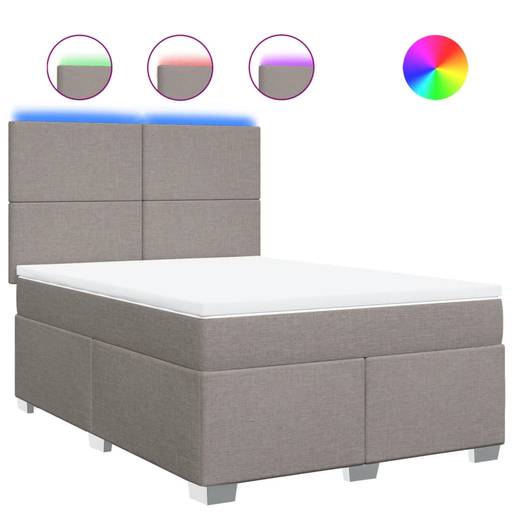vidaXL Κρεβάτι Boxspring με Στρώμα Taupe 160x200 εκ. Υφασμάτινο