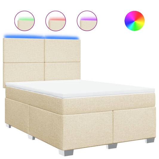 vidaXL Κρεβάτι Boxspring με Στρώμα Κρεμ 160x200 εκ. Υφασμάτινο
