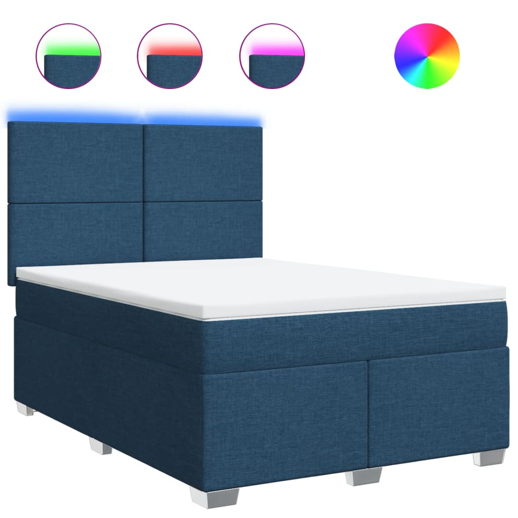 vidaXL Κρεβάτι Boxspring με Στρώμα Μπλε 160x200 εκ. Υφασμάτινο