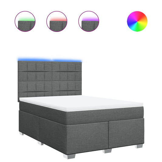 vidaXL Κρεβάτι Boxspring με Στρώμα Σκούρο Γκρι 160x200 εκ Υφασμάτινο