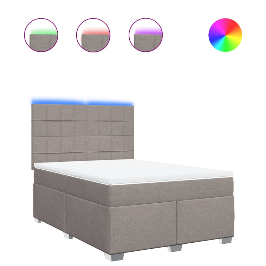 vidaXL Κρεβάτι Boxspring με Στρώμα Taupe 160x200 εκ. Υφασμάτινο