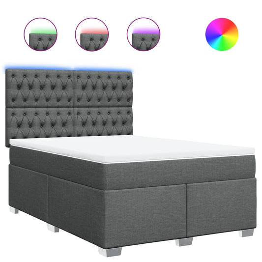 vidaXL Κρεβάτι Boxspring με Στρώμα Σκούρο Γκρι 160x200 εκ Υφασμάτινο