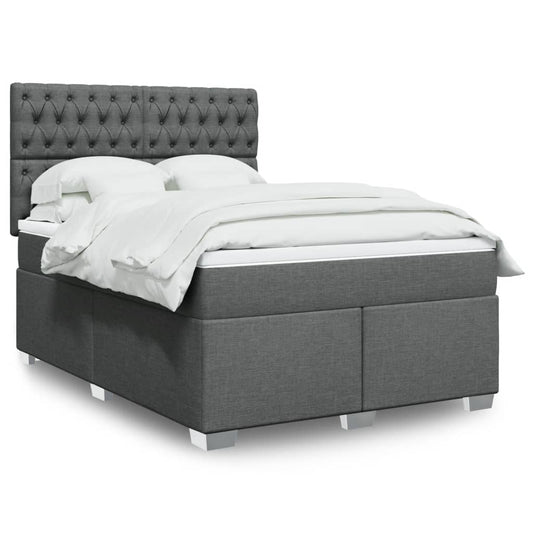 vidaXL Κρεβάτι Boxspring με Στρώμα Σκούρο Γκρι 160x200 εκ Υφασμάτινο