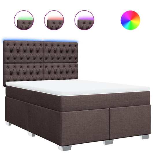 vidaXL Κρεβάτι Boxspring με Στρώμα Σκούρο Καφέ 160x200 εκ Υφασμάτινο