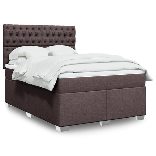 vidaXL Κρεβάτι Boxspring με Στρώμα Σκούρο Καφέ 160x200 εκ Υφασμάτινο