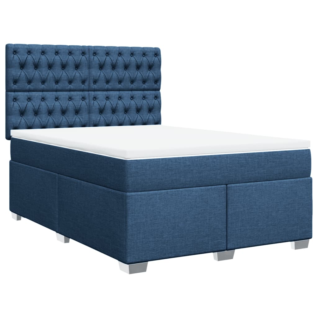 vidaXL Κρεβάτι Boxspring με Στρώμα Μπλε 160x200 εκ. Υφασμάτινο