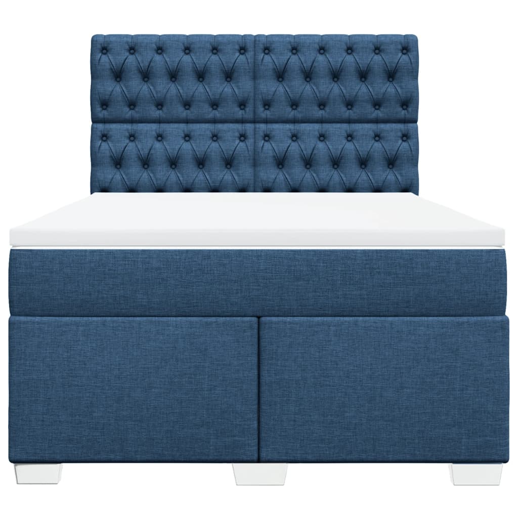 vidaXL Κρεβάτι Boxspring με Στρώμα Μπλε 160x200 εκ. Υφασμάτινο