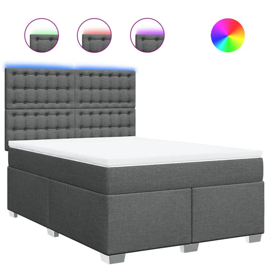 vidaXL Κρεβάτι Boxspring με Στρώμα Σκούρο Γκρι 160x200 εκ Υφασμάτινο