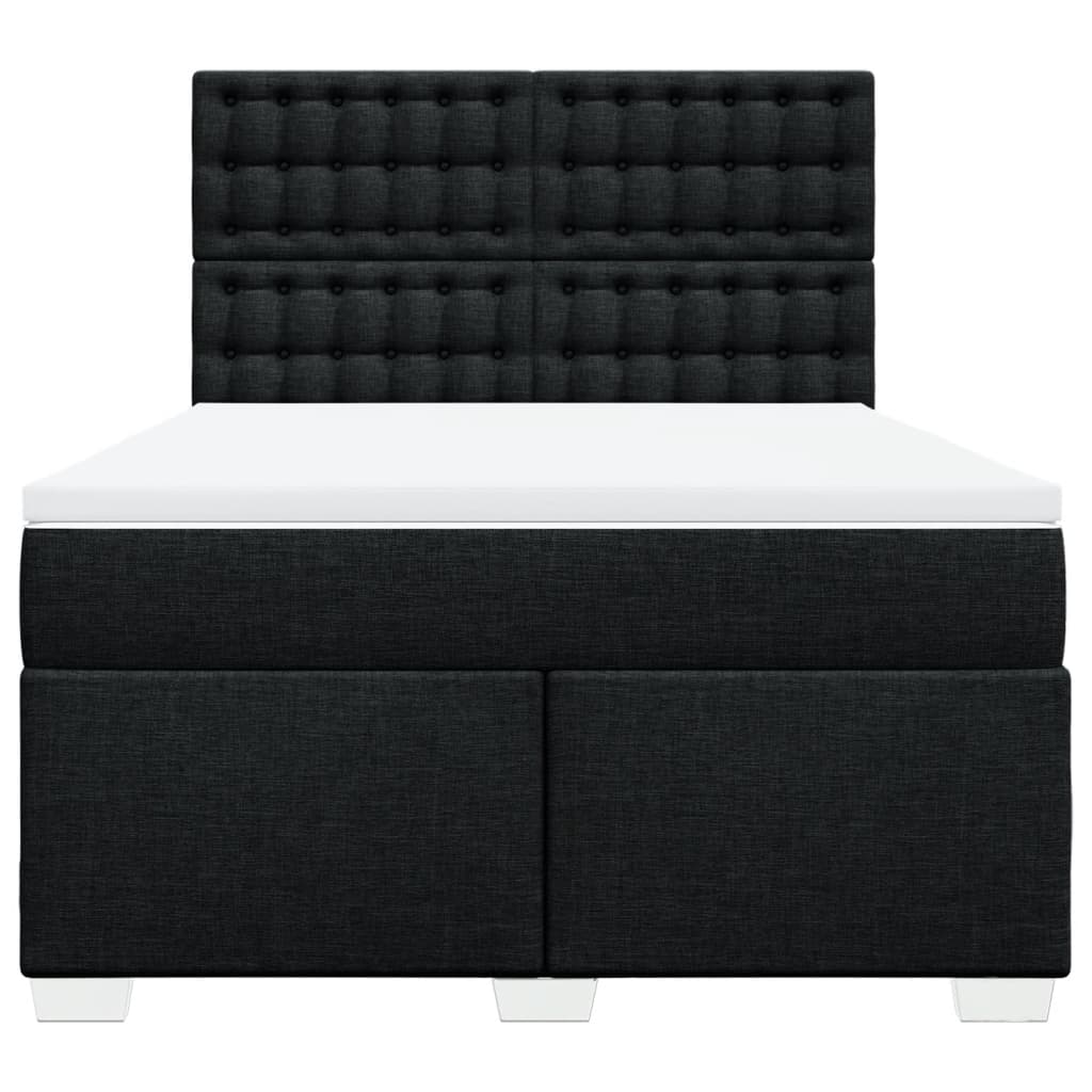 vidaXL Κρεβάτι Boxspring με Στρώμα Μαύρο 160x200 εκ. Υφασμάτινο