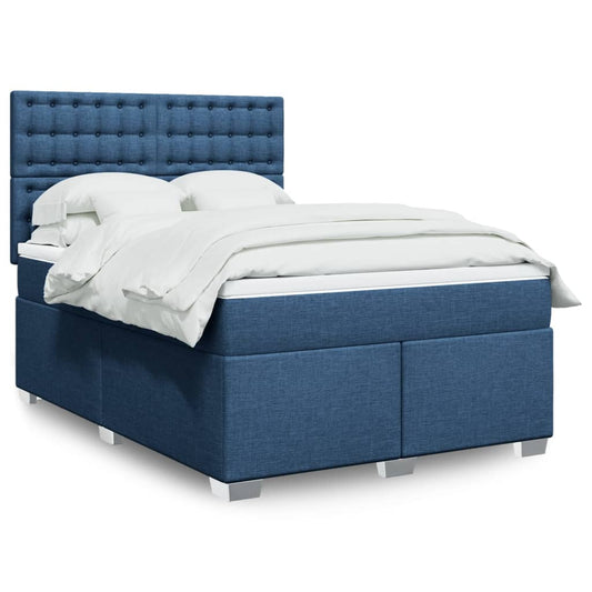 vidaXL Κρεβάτι Boxspring με Στρώμα Μπλε 160x200 εκ. Υφασμάτινο