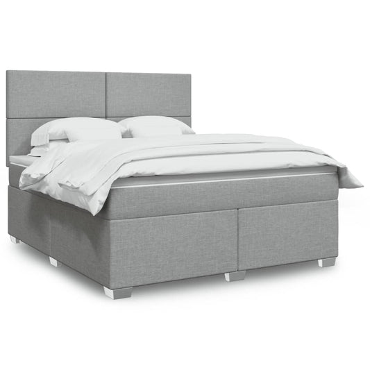 vidaXL Κρεβάτι Boxspring με Στρώμα Ανοιχτό Γκρι 180x200 εκ. Υφασμάτινο
