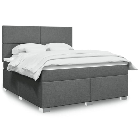 vidaXL Κρεβάτι Boxspring με Στρώμα Σκούρο Γκρι 180x200 εκ Υφασμάτιν